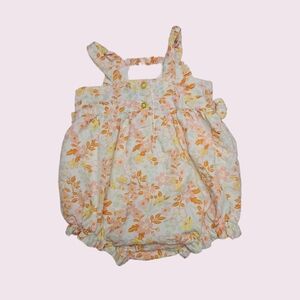 Tommy Bahama Baby Girls Floral Overall Romper Size 3-6 Months